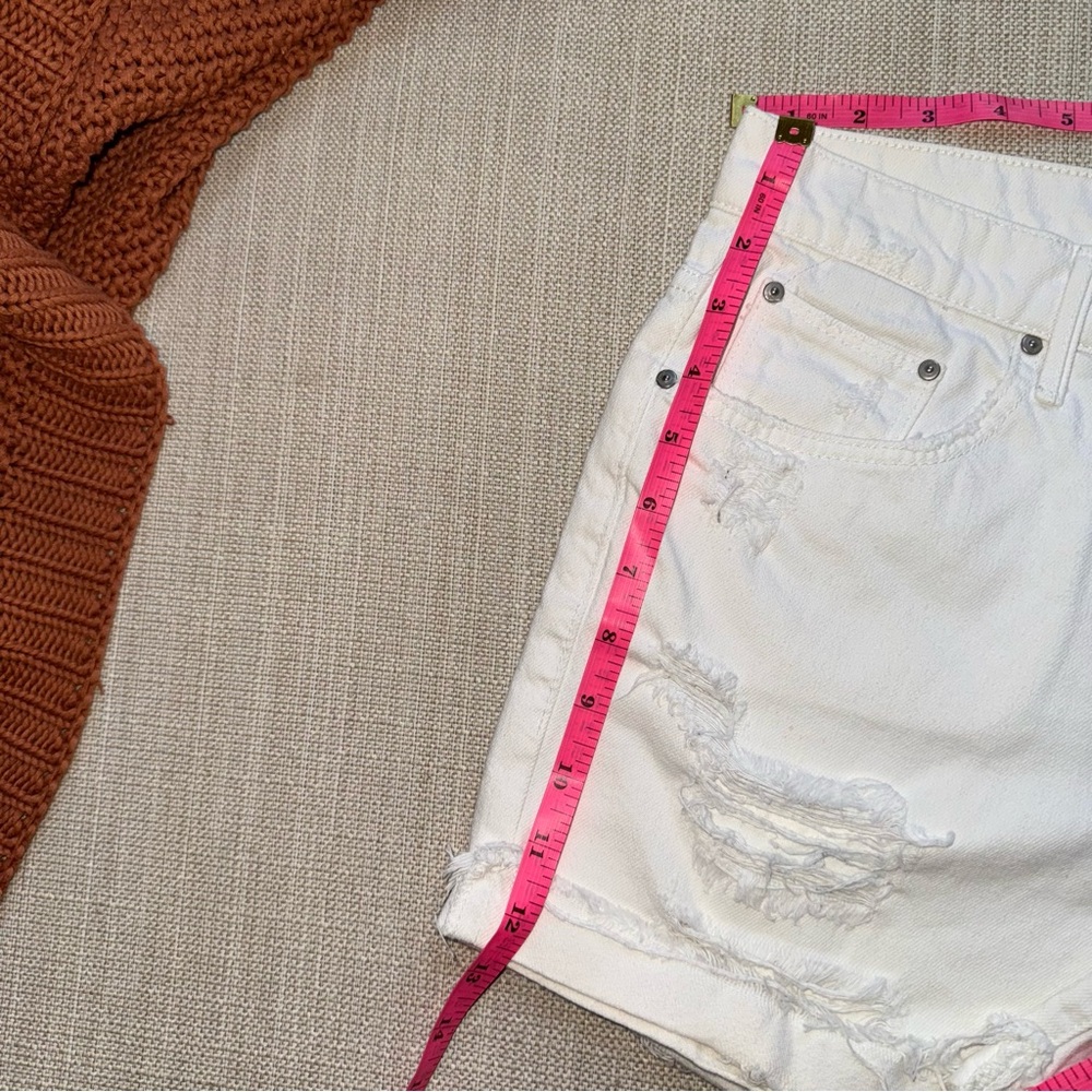MOTHER White Distressed Jean Shorts - Picture 4 of 10